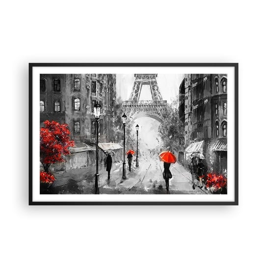 Obraz - Plakat - Wszystkie drogi prowadzą do niej - 91x61cm - Miasto Paryż Wieża Eiffla - Foto Plakaty na ścianę w czarnej ramie - Plakat do Salonu Sypialni ARTTOR ARTTOR