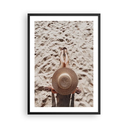 Obraz - Plakat - Wymarzony czas - 50x70cm - Plaża Opalanie Kapelusz - Nowoczesny modny obraz Plakat czarna rama ARTTOR ARTTOR