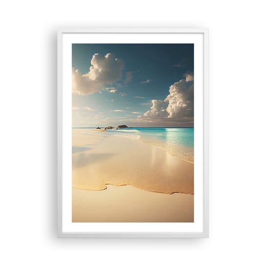 Obraz - Plakat - Wymarzony dzień - 50x70cm - Dzika Plaża Ocean Brzeg - Nowoczesny modny obraz Plakat rama biała ARTTOR ARTTOR