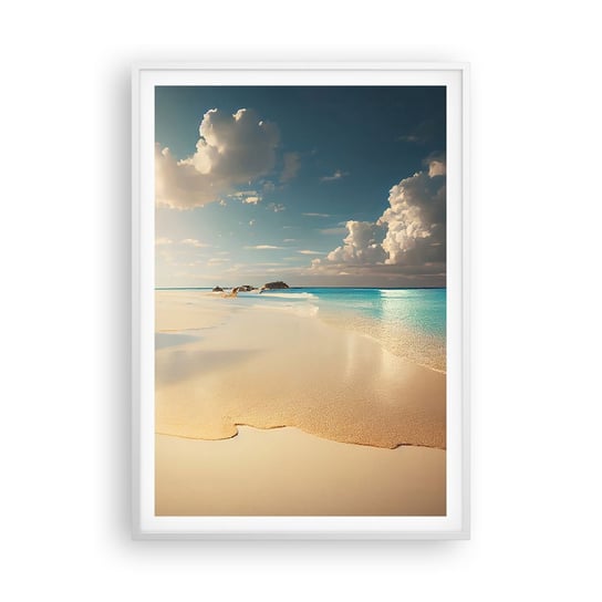 Obraz - Plakat - Wymarzony dzień - 70x100cm - Dzika Plaża Ocean Brzeg - Foto Plakaty w ramie koloru białego do Salonu Sypialni ARTTOR ARTTOR