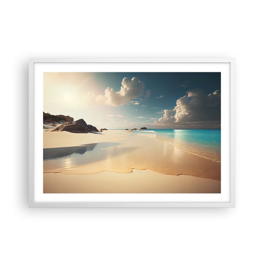 Obraz - Plakat - Wymarzony dzień - 70x50cm - Dzika Plaża Ocean Brzeg - Nowoczesny modny obraz Plakat rama biała ARTTOR ARTTOR