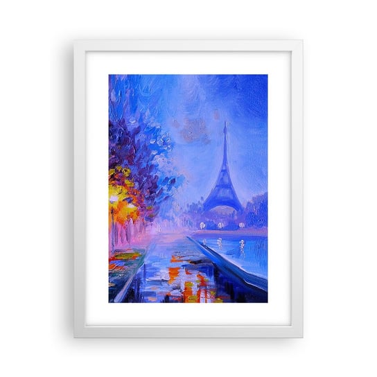 Obraz - Plakat - Wymarzony spacer - 30x40cm - Miasto Paryż Wieża Eiffla - Foto Plakaty na ścianę w ramie białej - Plakat do Salonu Sypialni ARTTOR ARTTOR