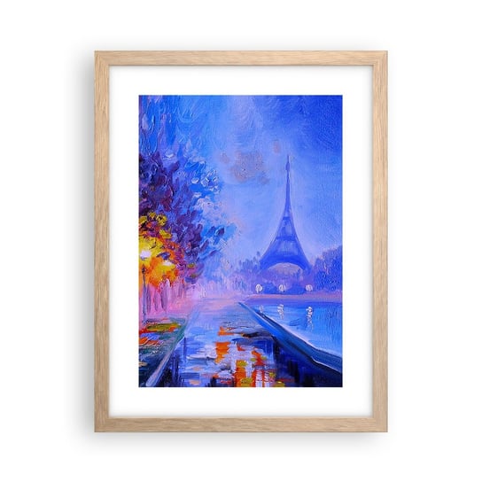 Obraz - Plakat - Wymarzony spacer - 30x40cm - Miasto Paryż Wieża Eiffla - Foto Plakaty na ścianę w ramie jasny dąb - Plakat do Salonu Sypialni ARTTOR ARTTOR