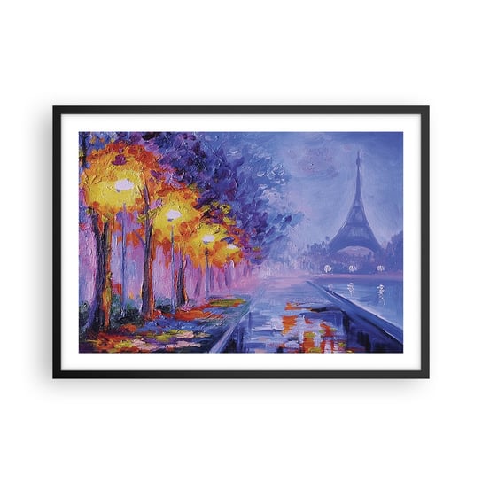Obraz - Plakat - Wymarzony spacer - 70x50cm - Miasto Paryż Wieża Eiffla - Nowoczesny modny obraz Plakat czarna rama ARTTOR ARTTOR