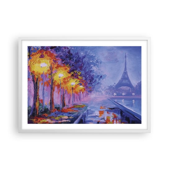 Obraz - Plakat - Wymarzony spacer - 70x50cm - Miasto Paryż Wieża Eiffla - Nowoczesny modny obraz Plakat rama biała ARTTOR ARTTOR