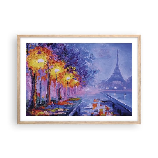 Obraz - Plakat - Wymarzony spacer - 70x50cm - Miasto Paryż Wieża Eiffla - Nowoczesny modny obraz Plakat rama jasny dąb ARTTOR ARTTOR