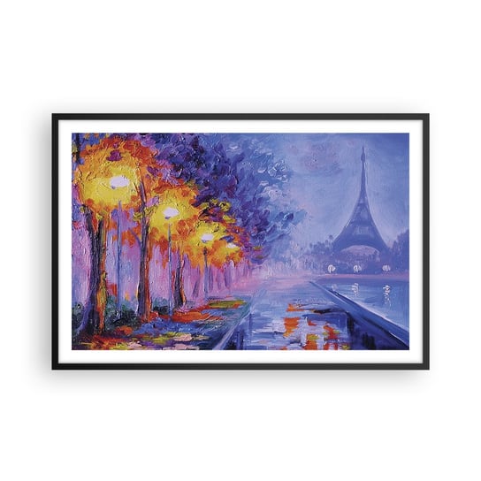 Obraz - Plakat - Wymarzony spacer - 91x61cm - Miasto Paryż Wieża Eiffla - Foto Plakaty na ścianę w czarnej ramie - Plakat do Salonu Sypialni ARTTOR ARTTOR