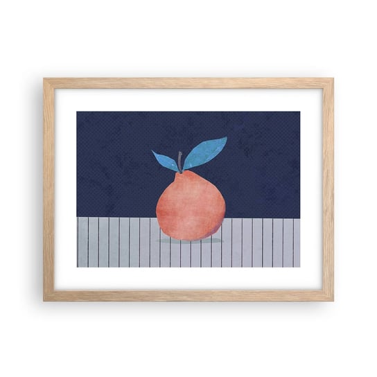 Obraz - Plakat - Wypukłość i płaszczyzna - 40x30cm - Owoc Jabłko Minimalizm - Foto Plakaty na ścianę w ramie jasny dąb - Plakat do Salonu Sypialni ARTTOR ARTTOR