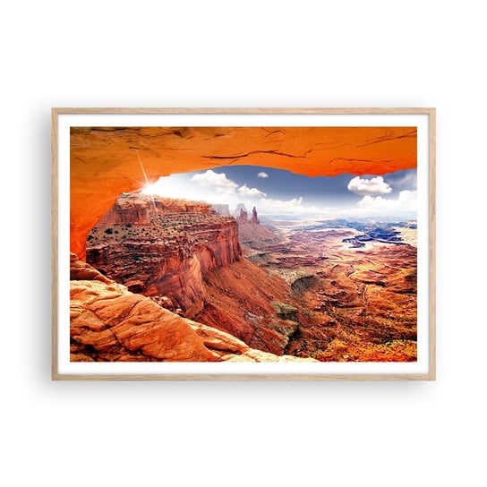 Obraz - Plakat - Wyrzeźbione przez samą naturę - 100x70cm - Krajobraz Park Narodowy Arizona Grand Canyon - Foto Plakaty w ramie koloru jasny dąb do Salonu Sypialni ARTTOR ARTTOR