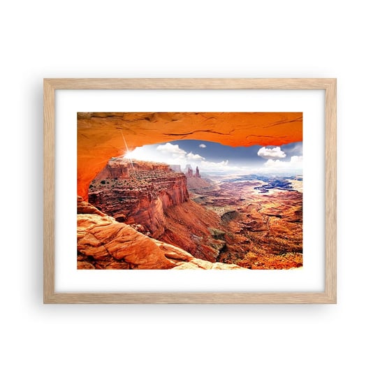 Obraz - Plakat - Wyrzeźbione przez samą naturę - 40x30cm - Krajobraz Park Narodowy Arizona Grand Canyon - Foto Plakaty na ścianę w ramie jasny dąb - Plakat do Salonu Sypialni ARTTOR ARTTOR