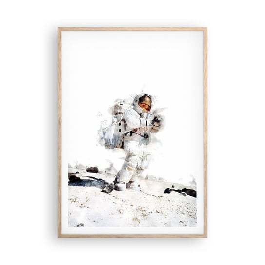 Obraz - Plakat - Wysłannik Ziemi - 70x100cm - Astronauta Kosmos Nasa - Foto Plakaty w ramie koloru jasny dąb do Salonu Sypialni ARTTOR ARTTOR