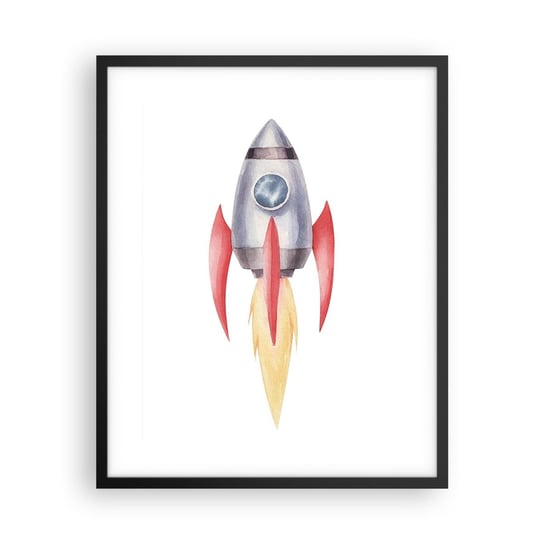 Obraz - Plakat - Wyżej, prędzej, dalej - 40x50cm - Rakieta Kosmiczna Dziecięcy Kosmos - Foto Plakaty w ramie koloru czarnego do Salonu Sypialni ARTTOR ARTTOR