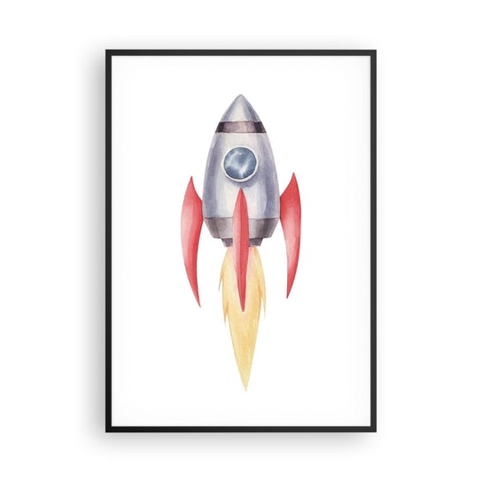 Obraz - Plakat - Wyżej, prędzej, dalej - 70x100cm - Rakieta Kosmiczna Dziecięcy Kosmos - Foto Plakaty w ramie koloru czarnego do Salonu Sypialni ARTTOR ARTTOR