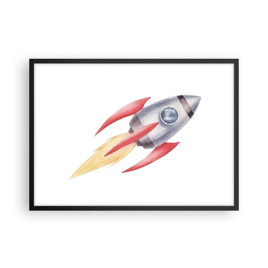 Obraz - Plakat - Wyżej, prędzej, dalej - 70x50cm - Rakieta Kosmiczna Dziecięcy Kosmos - Nowoczesny modny obraz Plakat czarna rama ARTTOR ARTTOR