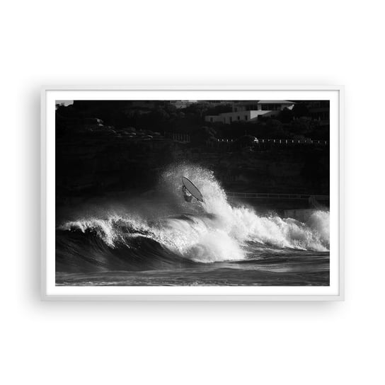 Obraz - Plakat - Wyzwanie przyjęte! - 100x70cm - Surfing Fala Sporty Wodne - Foto Plakaty w ramie koloru białego do Salonu Sypialni ARTTOR ARTTOR