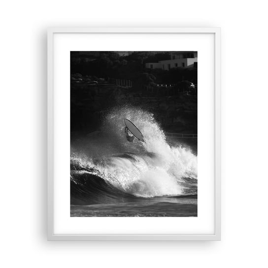 Obraz - Plakat - Wyzwanie przyjęte! - 40x50cm - Surfing Fala Sporty Wodne - Foto Plakaty w ramie koloru białego do Salonu Sypialni ARTTOR ARTTOR