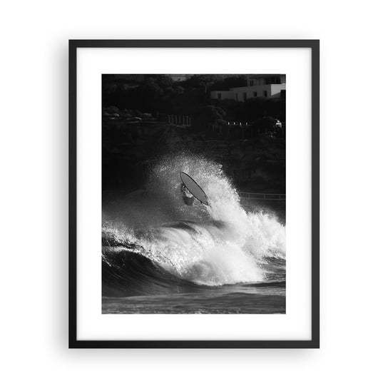 Obraz - Plakat - Wyzwanie przyjęte! - 40x50cm - Surfing Fala Sporty Wodne - Foto Plakaty w ramie koloru czarnego do Salonu Sypialni ARTTOR ARTTOR