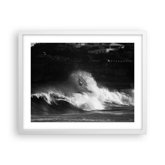 Obraz - Plakat - Wyzwanie przyjęte! - 50x40cm - Surfing Fala Sporty Wodne - Foto Plakaty w ramie koloru białego do Salonu Sypialni ARTTOR ARTTOR
