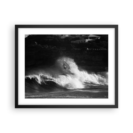 Obraz - Plakat - Wyzwanie przyjęte! - 50x40cm - Surfing Fala Sporty Wodne - Foto Plakaty w ramie koloru czarnego do Salonu Sypialni ARTTOR ARTTOR