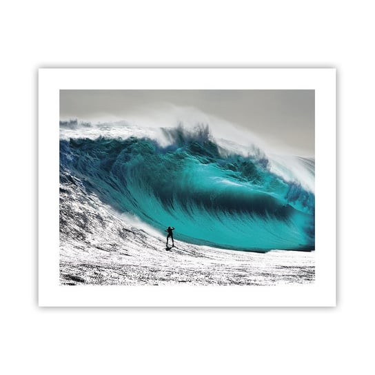 Obraz - Plakat - Wyzwanie przyjęte - 50x40cm - Surfing Wysoka Fala Surfer - Foto Plakaty bez ramy do Salonu Sypialni ARTTOR ARTTOR