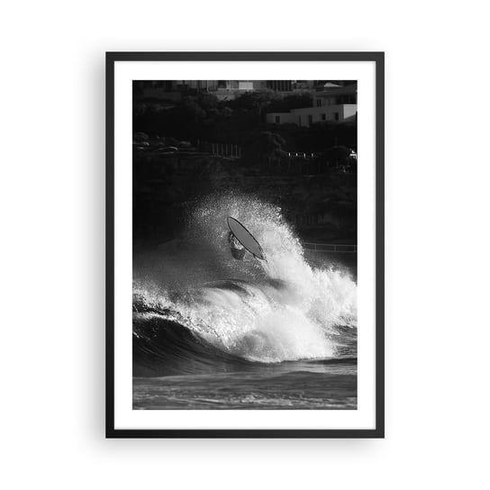 Obraz - Plakat - Wyzwanie przyjęte! - 50x70cm - Surfing Fala Sporty Wodne - Nowoczesny modny obraz Plakat czarna rama ARTTOR ARTTOR