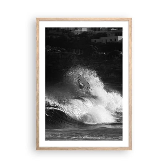 Obraz - Plakat - Wyzwanie przyjęte! - 50x70cm - Surfing Fala Sporty Wodne - Nowoczesny modny obraz Plakat rama jasny dąb ARTTOR ARTTOR