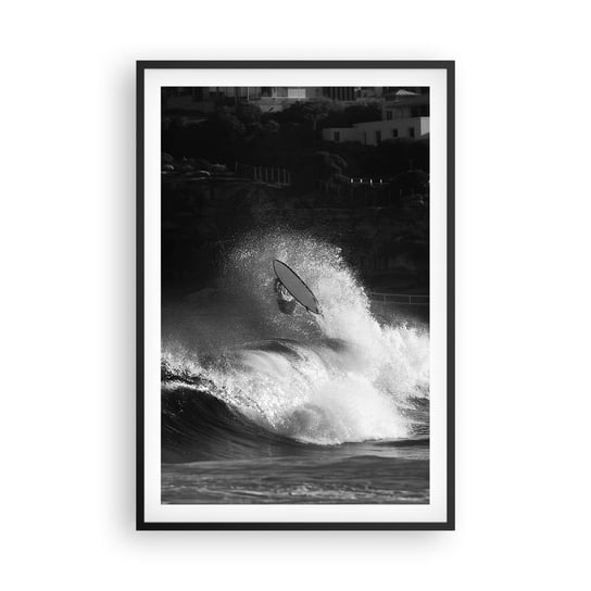 Obraz - Plakat - Wyzwanie przyjęte! - 61x91cm - Surfing Fala Sporty Wodne - Foto Plakaty na ścianę w czarnej ramie - Plakat do Salonu Sypialni ARTTOR ARTTOR