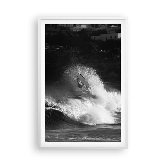 Obraz - Plakat - Wyzwanie przyjęte! - 61x91cm - Surfing Fala Sporty Wodne - Foto Plakaty na ścianę w ramie białej - Plakat do Salonu Sypialni ARTTOR ARTTOR