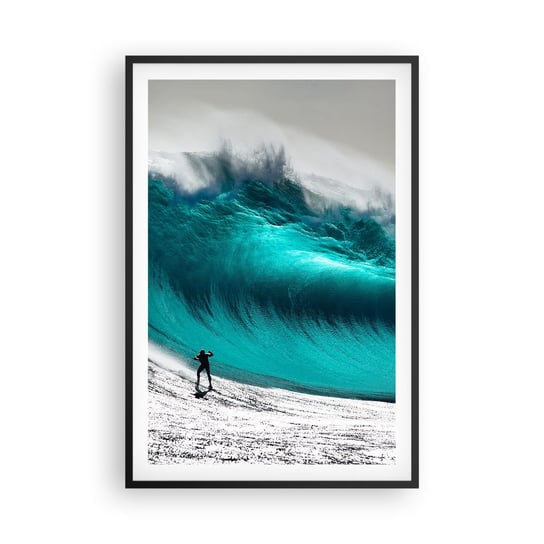 Obraz - Plakat - Wyzwanie przyjęte - 61x91cm - Surfing Wysoka Fala Surfer - Foto Plakaty na ścianę w czarnej ramie - Plakat do Salonu Sypialni ARTTOR ARTTOR