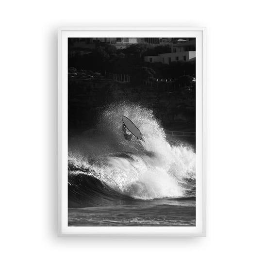 Obraz - Plakat - Wyzwanie przyjęte! - 70x100cm - Surfing Fala Sporty Wodne - Foto Plakaty w ramie koloru białego do Salonu Sypialni ARTTOR ARTTOR