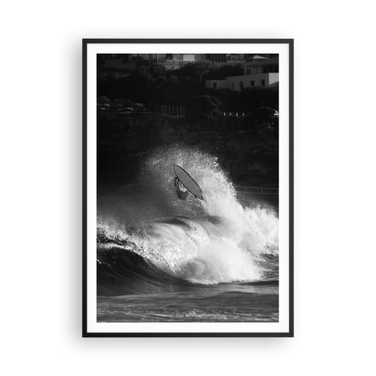 Obraz - Plakat - Wyzwanie przyjęte! - 70x100cm - Surfing Fala Sporty Wodne - Foto Plakaty w ramie koloru czarnego do Salonu Sypialni ARTTOR ARTTOR