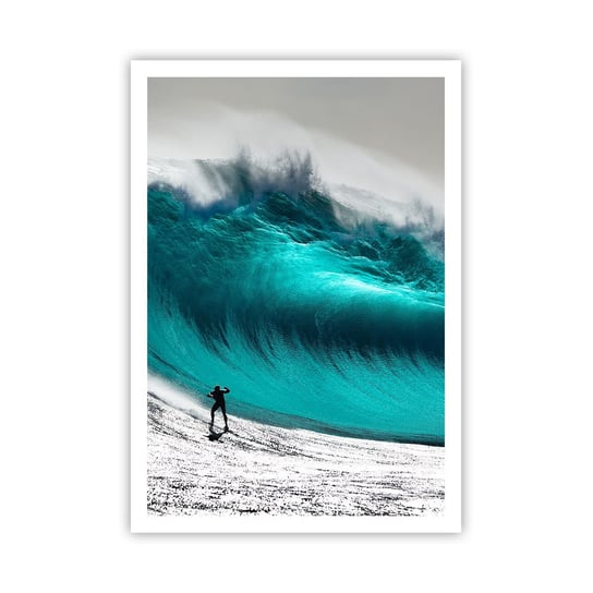 Obraz - Plakat - Wyzwanie przyjęte - 70x100cm - Surfing Wysoka Fala Surfer - Foto Plakaty bez ramy na ścianę do Salonu Sypialni ARTTOR ARTTOR