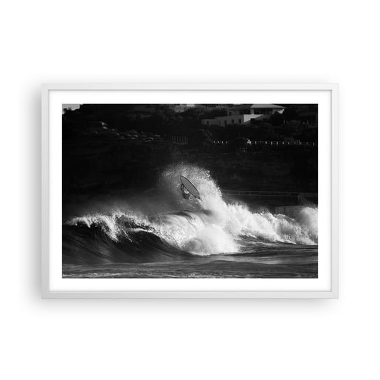 Obraz - Plakat - Wyzwanie przyjęte! - 70x50cm - Surfing Fala Sporty Wodne - Nowoczesny modny obraz Plakat rama biała ARTTOR ARTTOR