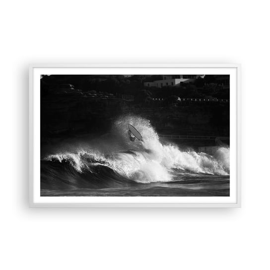 Obraz - Plakat - Wyzwanie przyjęte! - 91x61cm - Surfing Fala Sporty Wodne - Foto Plakaty na ścianę w ramie białej - Plakat do Salonu Sypialni ARTTOR ARTTOR
