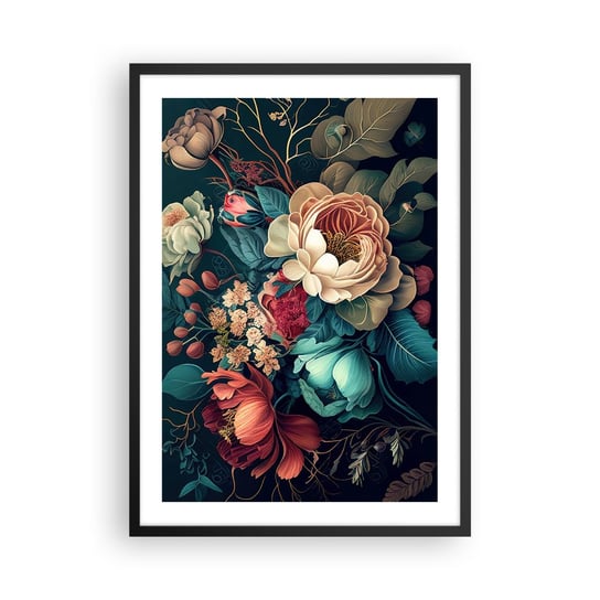 Obraz - Plakat - XIX-wieczny czar - 50x70cm - Kwiaty Shabby Chic Klasyczny - Nowoczesny modny obraz Plakat czarna rama ARTTOR ARTTOR