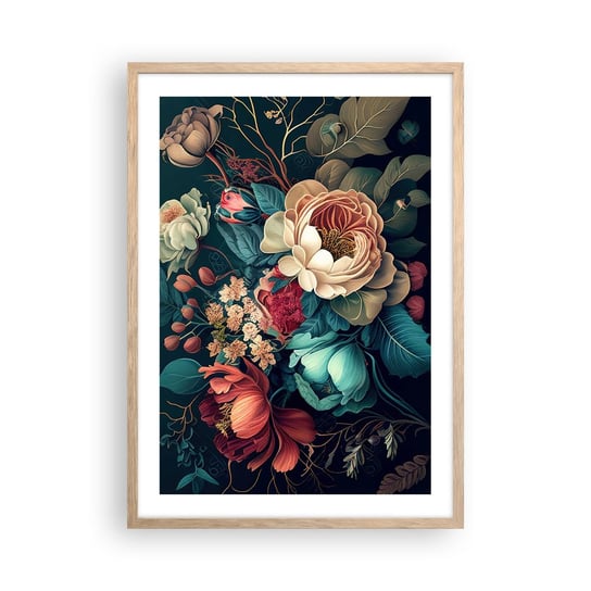 Obraz - Plakat - XIX-wieczny czar - 50x70cm - Kwiaty Shabby Chic Klasyczny - Nowoczesny modny obraz Plakat rama jasny dąb ARTTOR ARTTOR