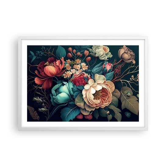 Obraz - Plakat - XIX-wieczny czar - 70x50cm - Kwiaty Shabby Chic Klasyczny - Nowoczesny modny obraz Plakat rama biała ARTTOR ARTTOR