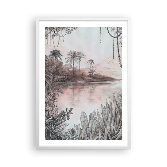 Obraz - Plakat - XIX-wieczny pamiętnik odkrywcy - 50x70cm - Dżungla Palmy Ołówek - Nowoczesny modny obraz Plakat rama biała ARTTOR ARTTOR