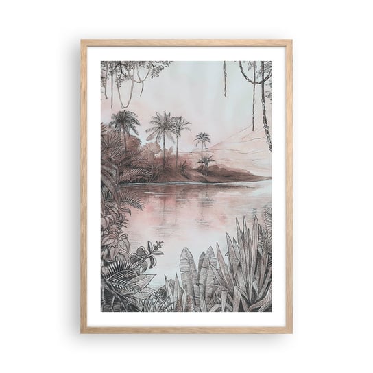 Obraz - Plakat - XIX-wieczny pamiętnik odkrywcy - 50x70cm - Dżungla Palmy Ołówek - Nowoczesny modny obraz Plakat rama jasny dąb ARTTOR ARTTOR