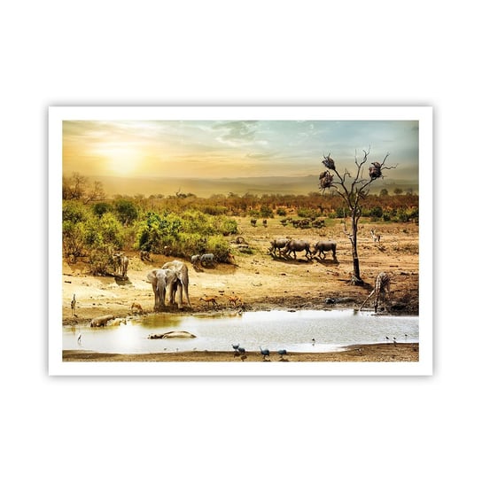 Obraz - Plakat - "Z Edenu zaś wypływała rzeka…" - 100x70cm - Sawanna Zwierzęta Afryka - Foto Plakaty bez ramy na ścianę do Salonu Sypialni ARTTOR ARTTOR