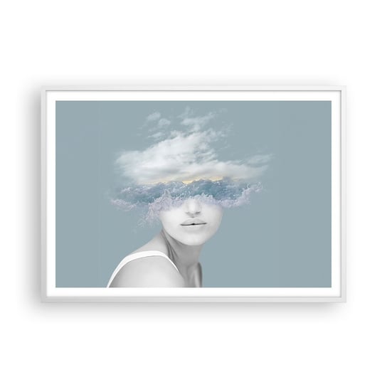 Obraz - Plakat - Z głową w chmurach - 100x70cm - Jasny Portret Chmury - Foto Plakaty w ramie koloru białego do Salonu Sypialni ARTTOR ARTTOR