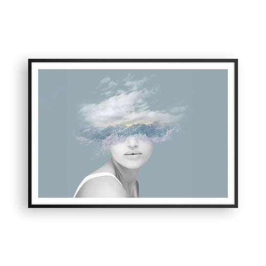 Obraz - Plakat - Z głową w chmurach - 100x70cm - Jasny Portret Chmury - Foto Plakaty w ramie koloru czarnego do Salonu Sypialni ARTTOR ARTTOR