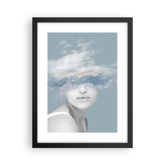Obraz - Plakat - Z głową w chmurach - 30x40cm - Jasny Portret Chmury - Foto Plakaty na ścianę w czarnej ramie - Plakat do Salonu Sypialni ARTTOR ARTTOR
