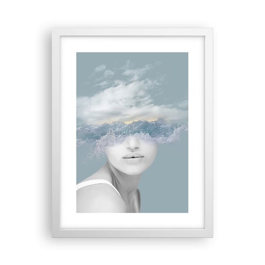 Obraz - Plakat - Z głową w chmurach - 30x40cm - Jasny Portret Chmury - Foto Plakaty na ścianę w ramie białej - Plakat do Salonu Sypialni ARTTOR ARTTOR