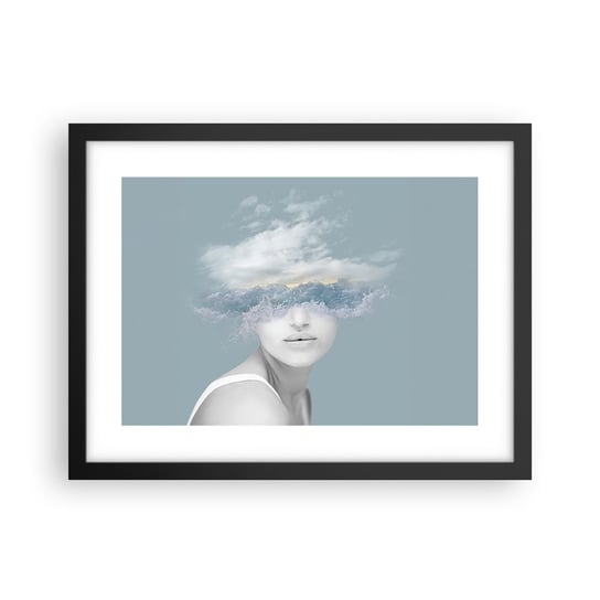 Obraz - Plakat - Z głową w chmurach - 40x30cm - Jasny Portret Chmury - Foto Plakaty na ścianę w czarnej ramie - Plakat do Salonu Sypialni ARTTOR ARTTOR