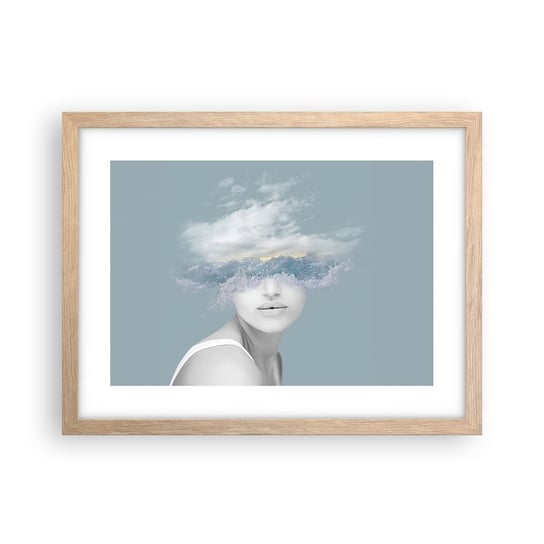 Obraz - Plakat - Z głową w chmurach - 40x30cm - Jasny Portret Chmury - Foto Plakaty na ścianę w ramie jasny dąb - Plakat do Salonu Sypialni ARTTOR ARTTOR