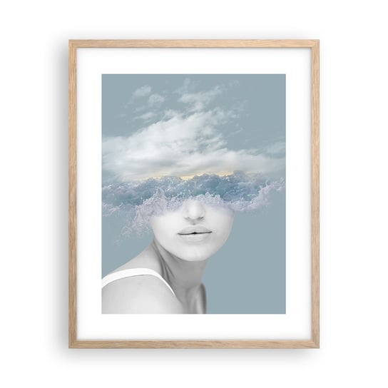 Obraz - Plakat - Z głową w chmurach - 40x50cm - Jasny Portret Chmury - Foto Plakaty w ramie koloru jasny dąb do Salonu Sypialni ARTTOR ARTTOR