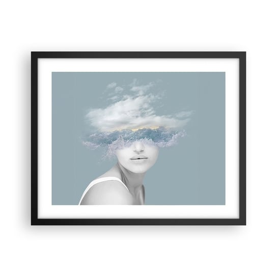 Obraz - Plakat - Z głową w chmurach - 50x40cm - Jasny Portret Chmury - Foto Plakaty w ramie koloru czarnego do Salonu Sypialni ARTTOR ARTTOR