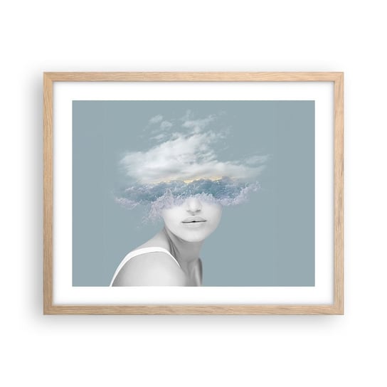 Obraz - Plakat - Z głową w chmurach - 50x40cm - Jasny Portret Chmury - Foto Plakaty w ramie koloru jasny dąb do Salonu Sypialni ARTTOR ARTTOR