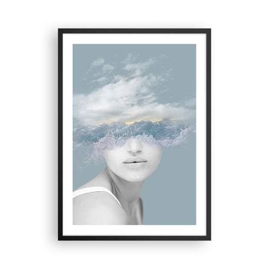 Obraz - Plakat - Z głową w chmurach - 50x70cm - Jasny Portret Chmury - Nowoczesny modny obraz Plakat czarna rama ARTTOR ARTTOR